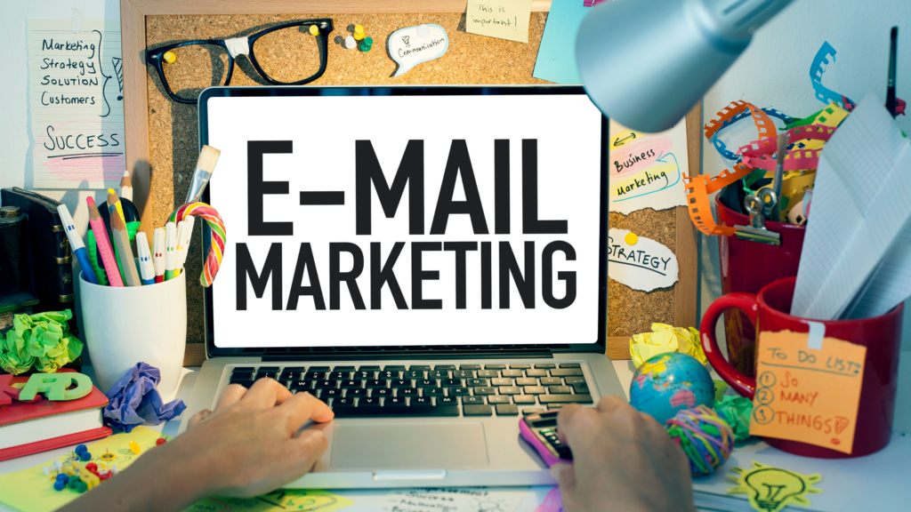 Email marketing strategy showing use with computer